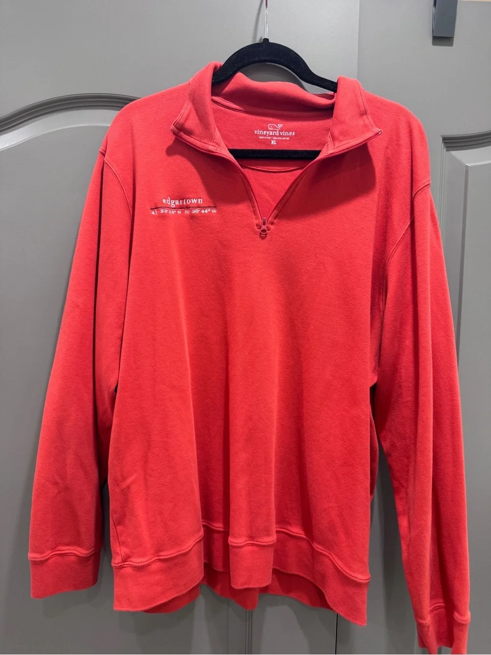 Vineyard Vines Men’s Red/orange Quarter-Zip Pullover Sweatshirt